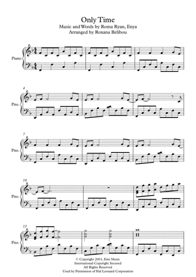 Only Time (arr. Roxana Belibou)