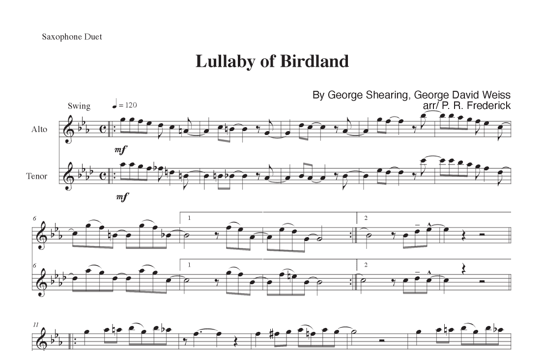Lullaby Of Birdland (arr. P. R. Frederick)