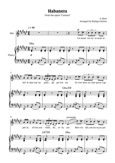Habanera (for alto - D# minor/ Eb major) (arr. Rodrigo Faleiros)