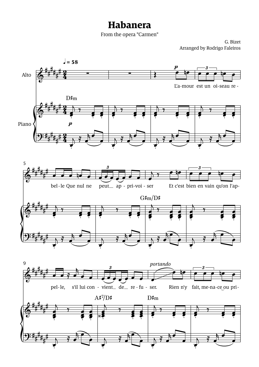 Habanera (for alto - D# minor/ Eb major) (arr. Rodrigo Faleiros)