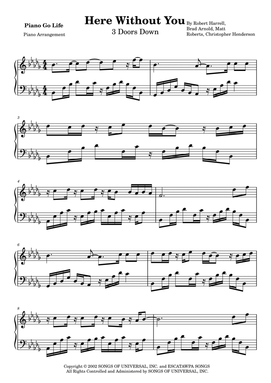 Here Without You (arr. Piano Go Life)