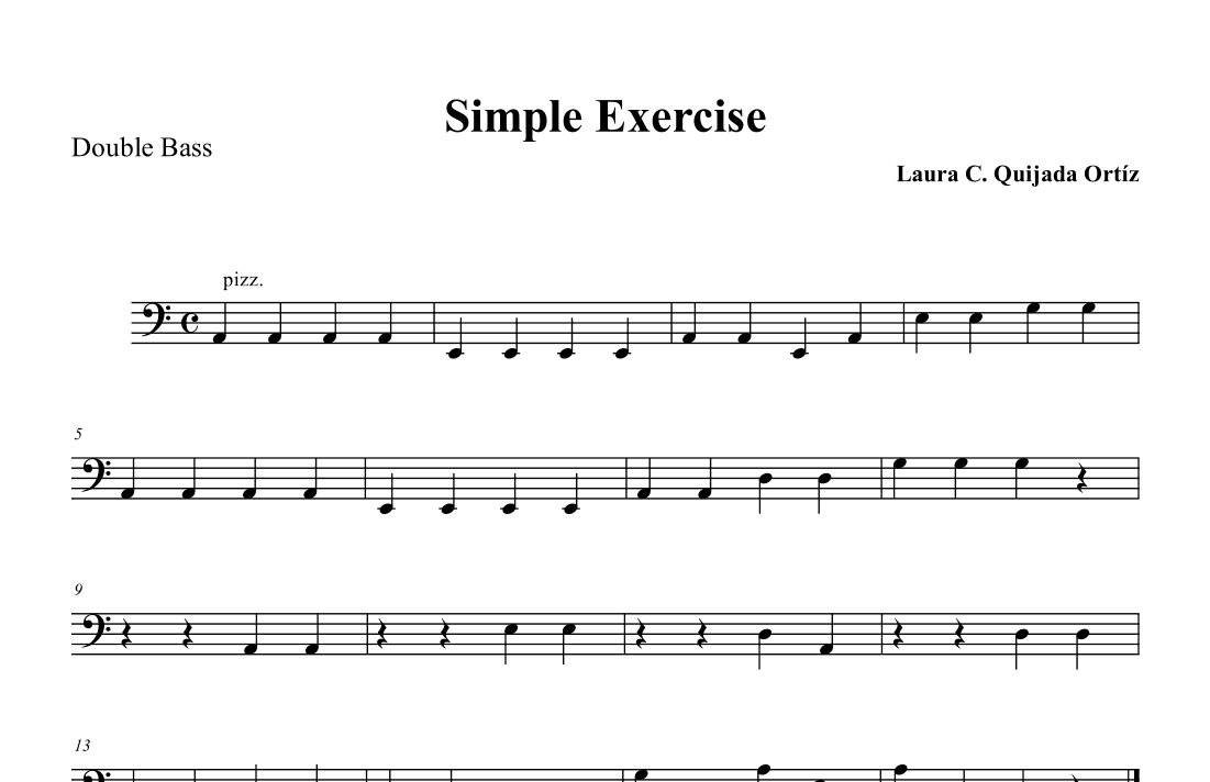 Simple Exercise for string orchestra. Open strings and first finger. BASS PART.