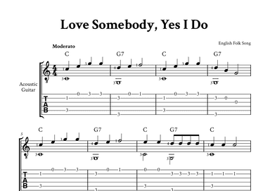 Love Somebody, Yes I Do - Fingerstyle Guitar (with TAB, Chords) (arr. Yuri Noronha)