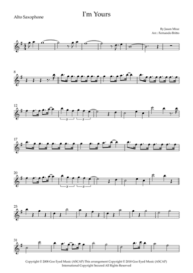 I'm Yours (arr. Fernando Britto)