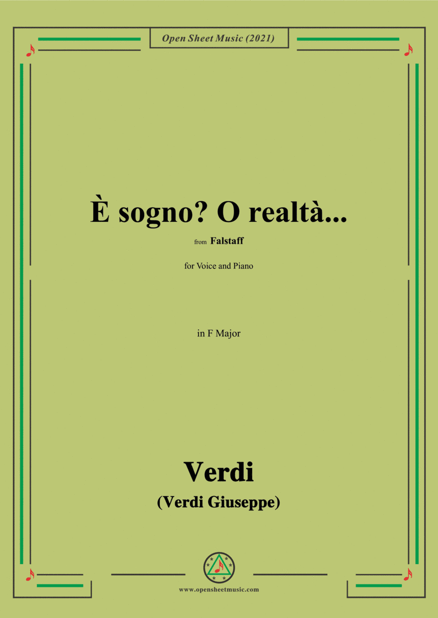 Verdi-È sogno?O realtà...,in F Major,from Falstaff,for Voice and Piano (arr. Open Cloud)