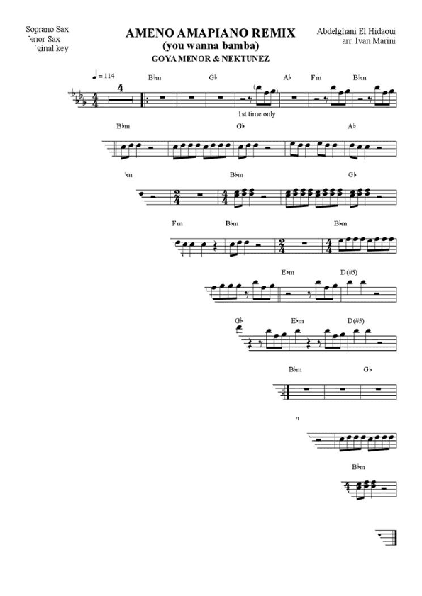 Ameno Amapiano Remix (you Wanna Bamba) (arr. Ivan Marini)