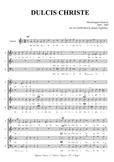 DULCIS CHRISTE - Grancini M. - Arr. for SATB Choir (arr. Renato Tagliabue)