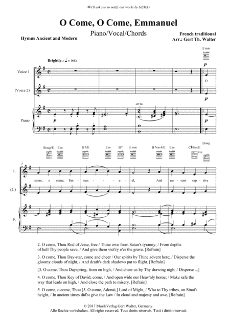 O Come, O Come, Emmanuel (arr. Gert Th. Walter)