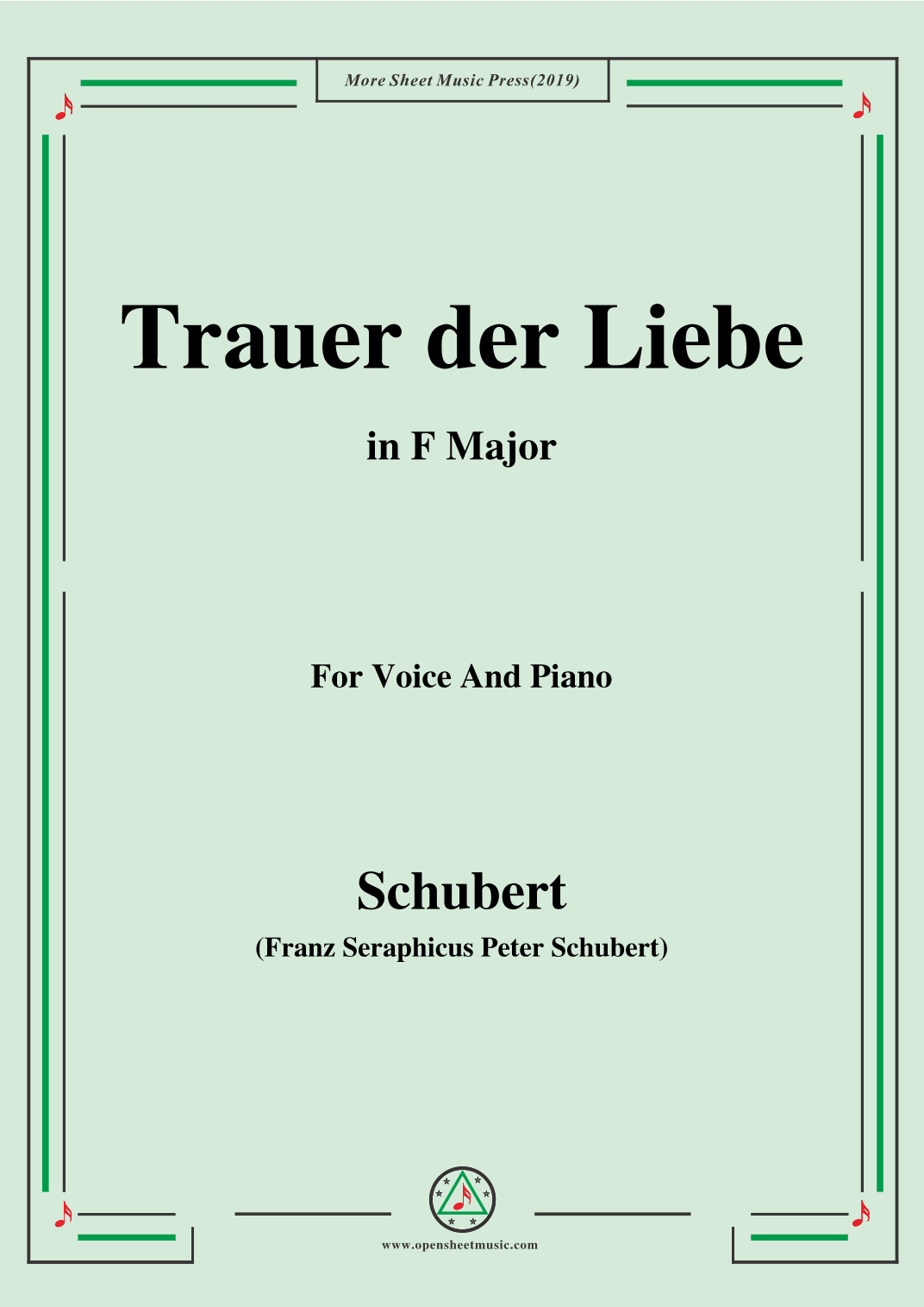 Schubert-Trauer der Liebe,in F Major,for Voice&Piano (arr. MSM)