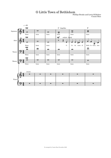 O Little Town of Bethlehem - SATB a cappella (arr. Connie Boss)