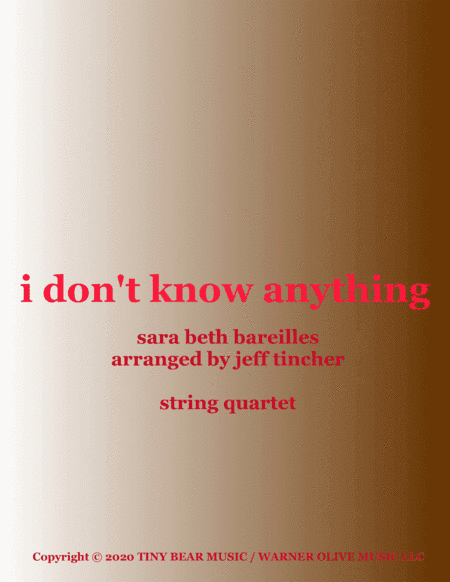 I Don't Know Anything (arr. Jeff Tincher)