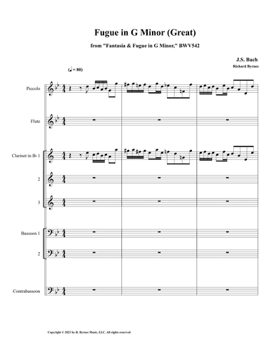 Fugue in G Minor, BWV 542 (Great) (Woodwind Octet) (arr. Richard Byrnes)