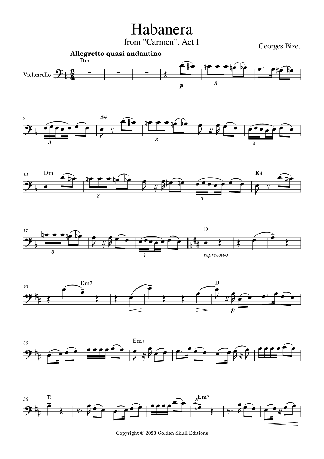 Habanera from "Carmen" (arr. Golden Skull Editions)
