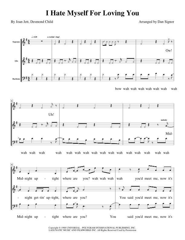 I Hate Myself For Loving You (arr. Dan Signor)