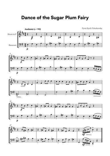 Tchaikovsky - Dance of the Sugar Plum Fairy (for French Horn and Bassoon) (arr. Cadenza Editions)