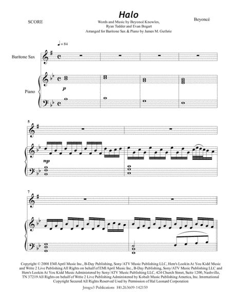 Halo (arr. James M. Guthrie, ASCAP)