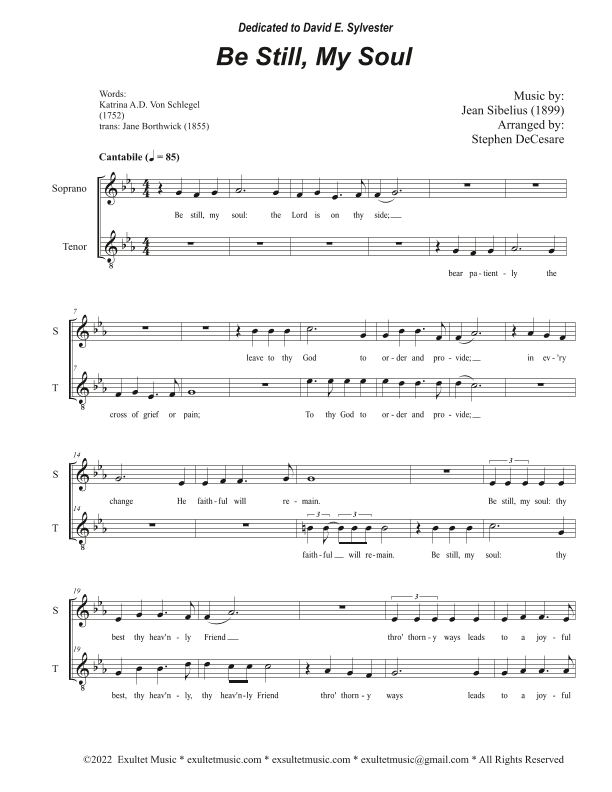 Be Still, My Soul (Duet for Soprano and Tenor solo) (arr. Stephen DeCesare)