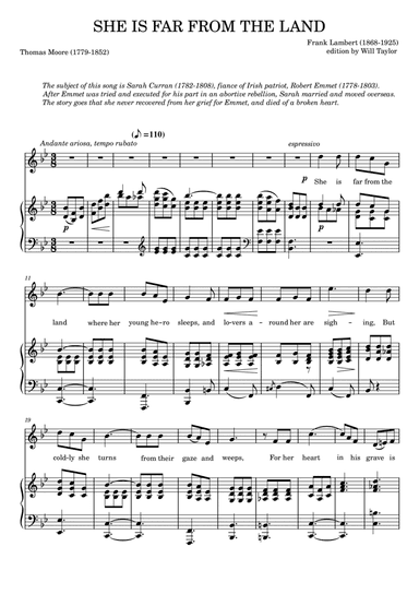 SHE IS FAR FROM THE LAND (arr. Will Taylor)