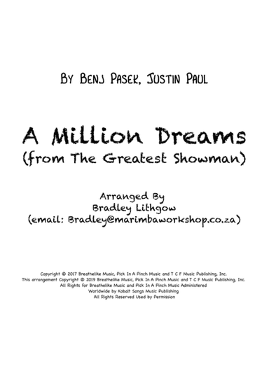 A Million Dreams (arr. Bradley Lithgow)