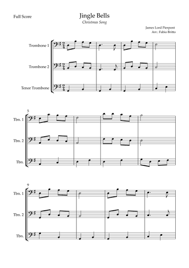 Jingle Bells (Christmas Song) for Trombone Trio (arr. Fabio Britto)