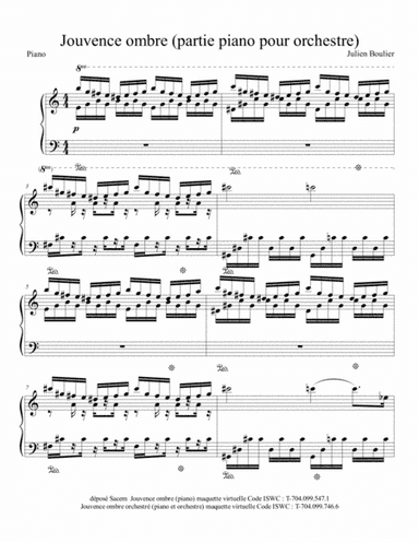 Jouvence ombre (partie piano pour piano et orchestre)