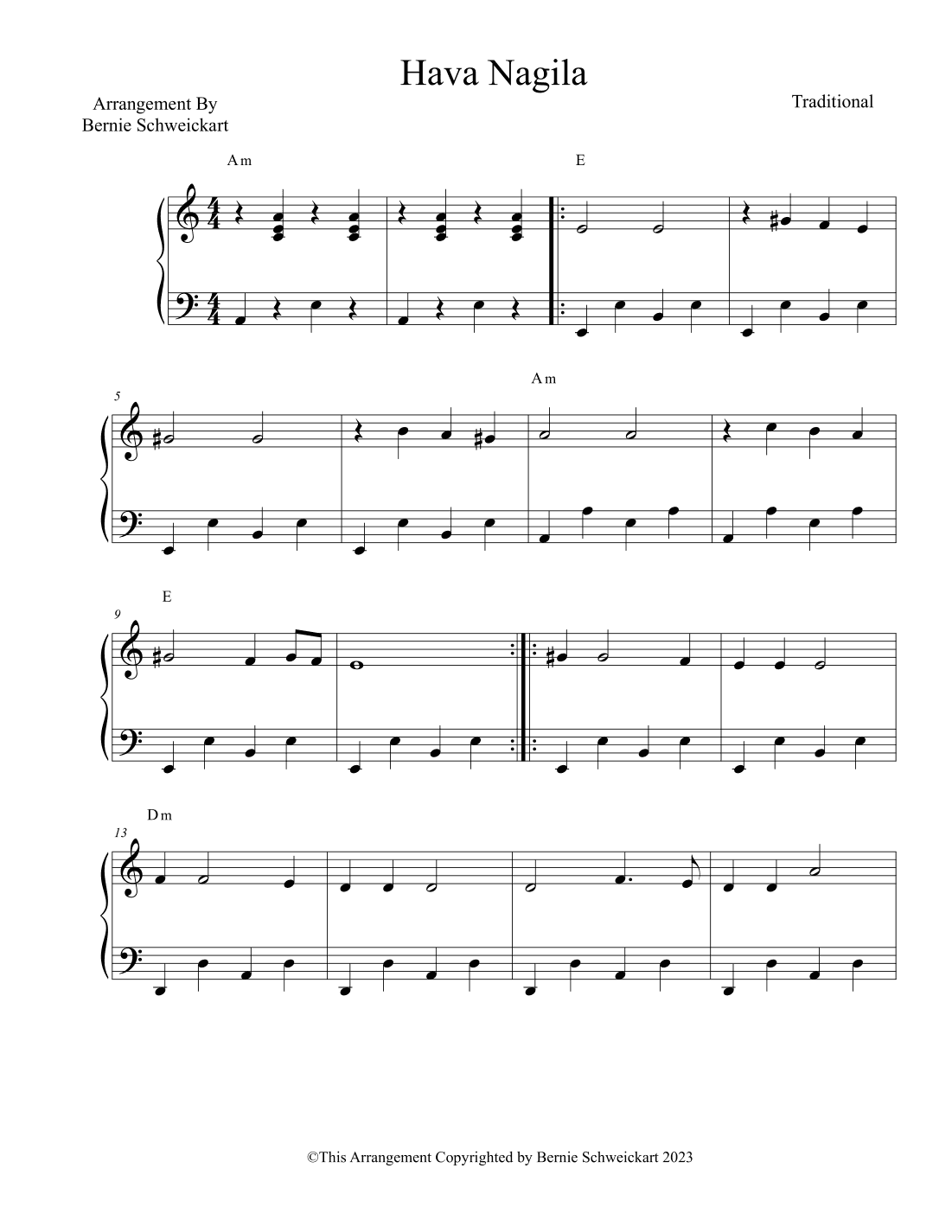 Hava Nagila (arr. Bernie Schweickart)