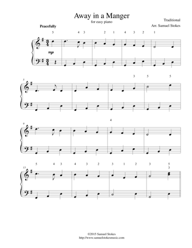 Away in a Manger - for easy piano (arr. Samuel Stokes)