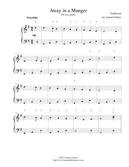 Away in a Manger - for easy piano (arr. Samuel Stokes)