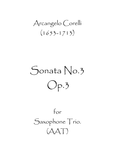 Sonata No.3 Op.3 (arr. Spence Bundy)
