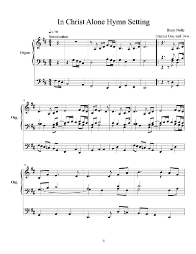 Hymn Setting for Organ of In Christ Alone