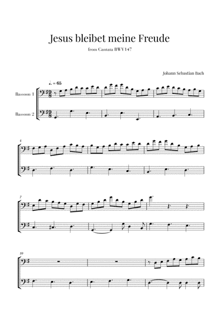 Bach - Jesus bleibet meine Freude for 2 Bassoons (arr. Cadenza Editions)