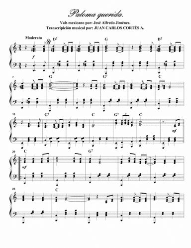 Paloma querida. Vals mexicano por José Alfredo Jiménez (arr. Juan Carlos Cortés A.)