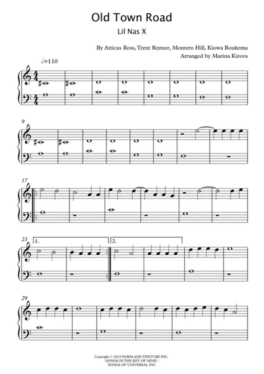 Old Town Road (remix) (arr. Arranged by Marina Kirova)