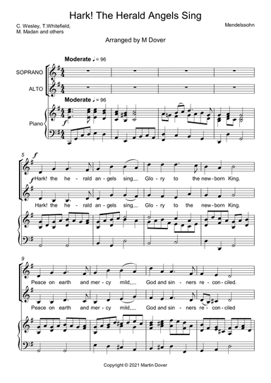 Hark! The Herald Angels Sing (Hark the Herald) - Two part choir - SA - Upper Voices (arr. Martin Dover)
