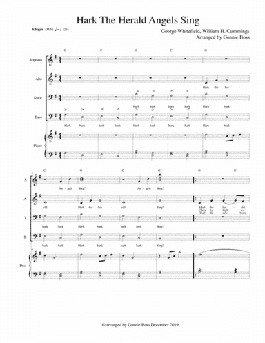 Hark the Herald Angels Sing -SATB piano (arr. Connie Boss)