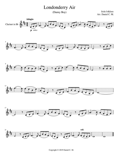 Danny Boy for Bb clarinet and piano (arr. Daniel C. M.)