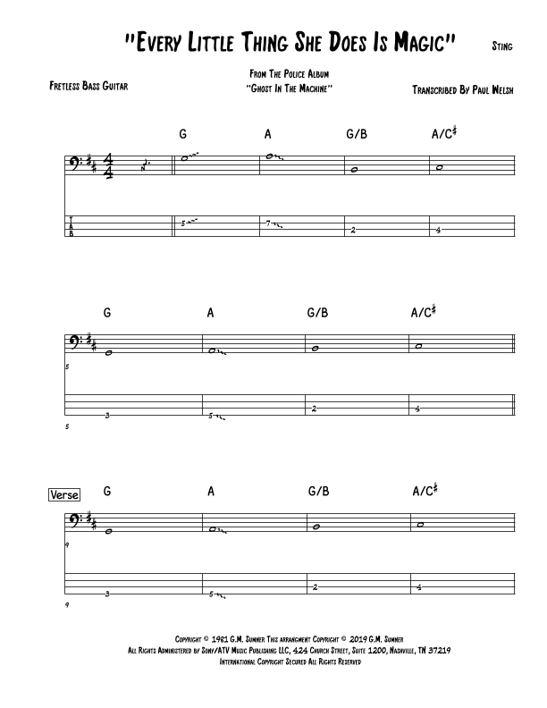 Every Little Thing She Does Is Magic (arr. Accubass)