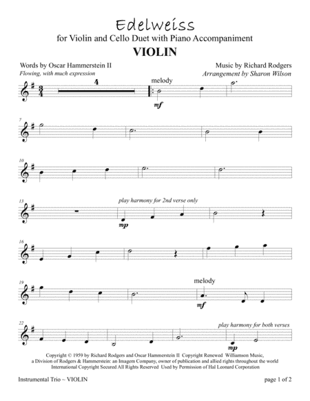 Edelweiss (arr. Sharon Wilson)