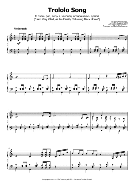 Ya Ochen'rad, Ved'ya, Nakonee, Vozvraschayaus' Domoi (arr. Mario Stallbaumer)