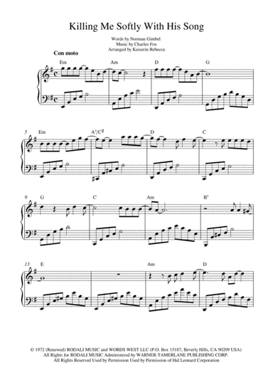 Killing Me Softly With His Song (arr. Kaiserin Rebecca)