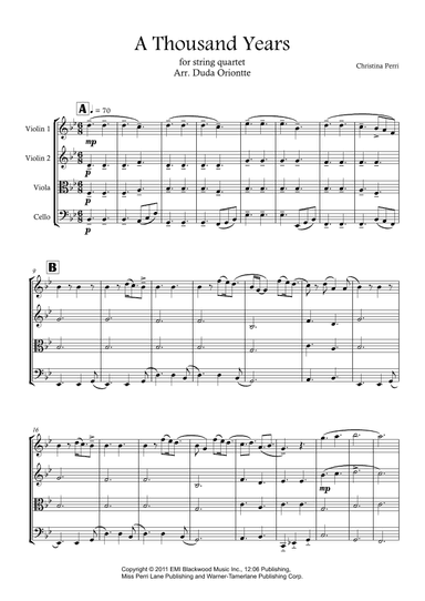 A Thousand Years (arr. Duda Oriontte)