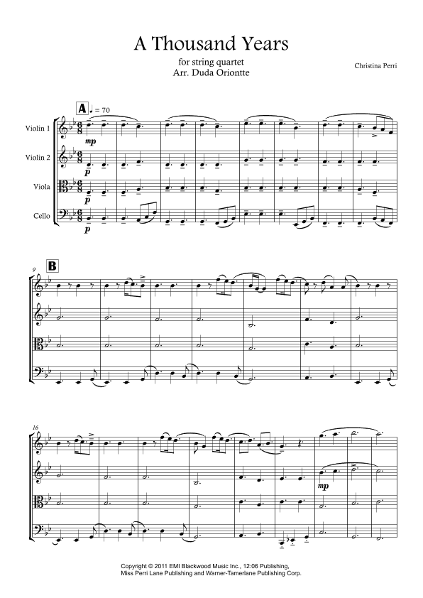 A Thousand Years (arr. Duda Oriontte)