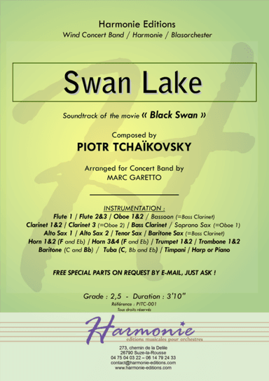 Swan Lake Scene - Le Lac des Cygnes - Piotr Ilitch Tchaïkovski - Black Swan for Concert Band (arr. Marc GARETTO)