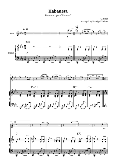 Habanera (for solo flute w/ piano accompaniment) (arr. Rodrigo Faleiros)