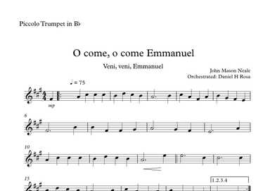 O come, o come Emmanuel - Veni, veni Emmanuel - Christmas Carol - Easy Bb Piccolo Trumpet (arr. Daniel H Rosa)
