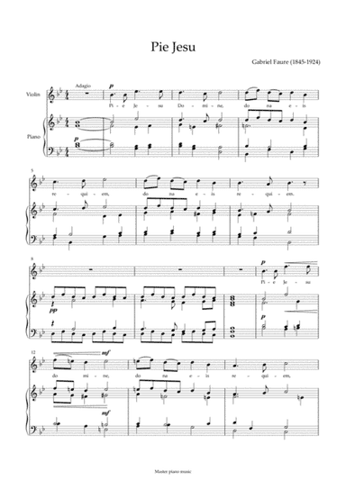 Pie Jesu for violin and piano (arr. Master piano studio)