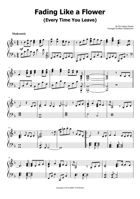 Fading Like A Flower (every Time You Leave) (arr. Mario Stallbaumer)