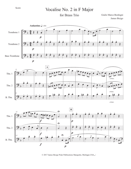 Vocals No. 2 in F Major (arr. James Bicigo)
