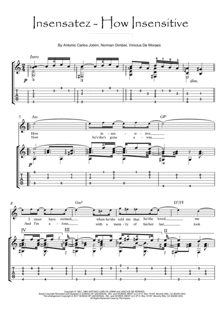 How Insensitive (insensatez) (arr. PianoSheetNow)