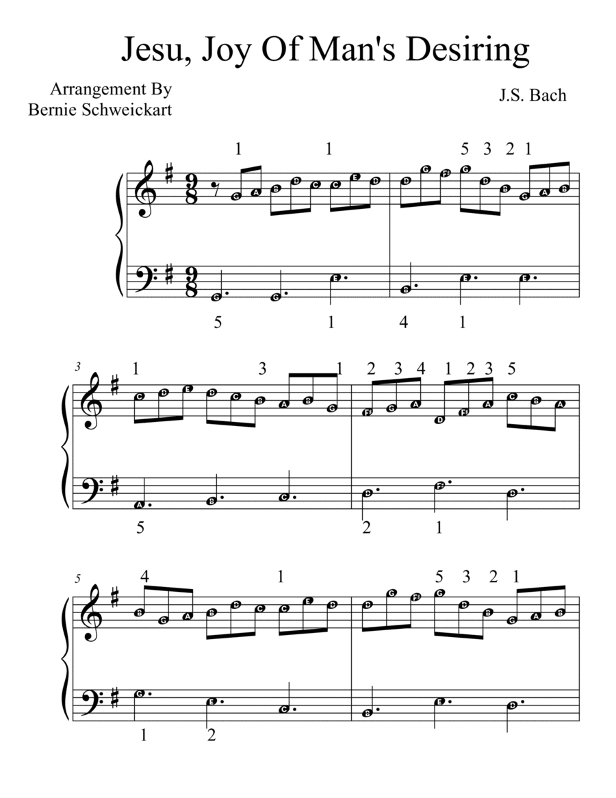 Jesu, Joy Of Man's Desiring (BIG NOTE VERSION) (arr. Bernie Schweickart)